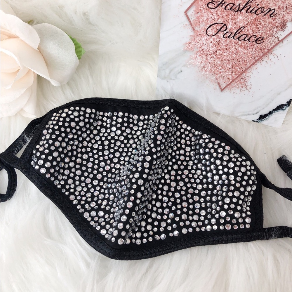 Rhinestone Black Face Mask